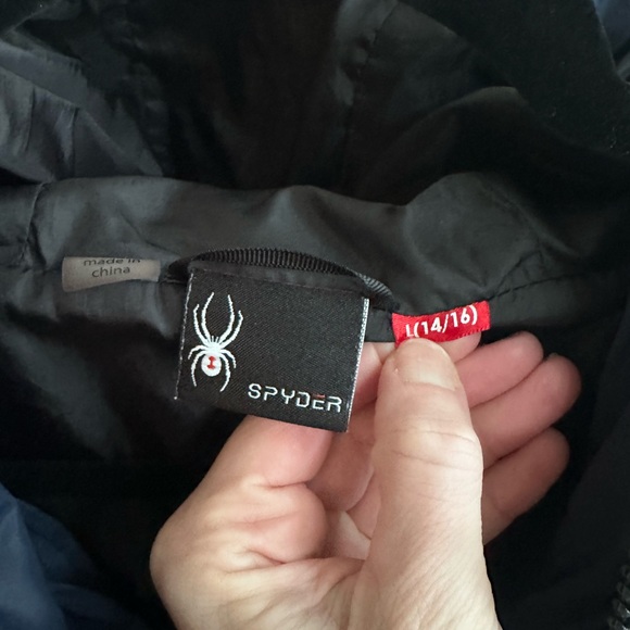 Youth Spyder Hooded Puffer Coat Navy Blue Large - Picture 5 of 5